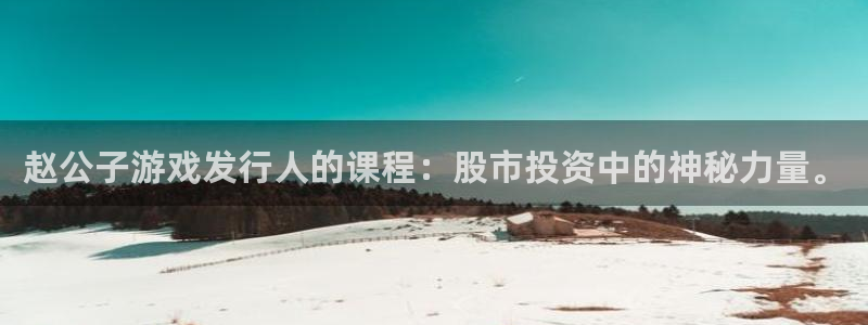 亿万28官网平台是骗局吗：赵公子游戏发行人的课程：股市投资中的神秘力量。